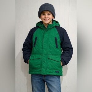 Lands End Squall Jacket Youth Small 6-7 Green Waterproof School Winter Coat